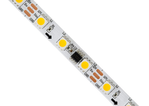 Ψηφιακή Ταινία LED SMD 5050 14.4W/m 60LED/m 20PIXEL/m SPI/TTL Protocol IC WS2811/UCS16703 1296lm/m 120° DC 12V IP20 Θερμό Λευκό 2700K - Λευκό Σώμα - Μ5000 x Π10 x Υ2mm - Συσκευασία 5 Μέτρων - 5 Χρόνια Εγγ