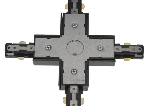 Διφασικός Connector 3 Καλωδίων Συνδεσμολογίας Cross (+) για Μαύρη Ράγα Οροφής GloboStar 93136