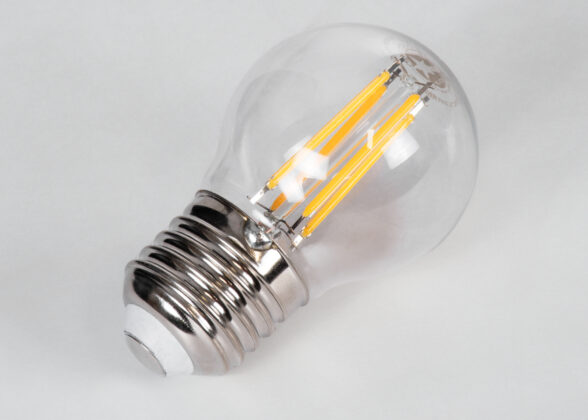 Λάμπα LED Long Filament E27 G45 Γλομπάκι 5W 500lm 360° AC 220-240V IP20 Φ4.5 x Υ7.5cm Θερμό Λευκό 2700K με Διάφανο Γυαλί - Dimmable - 3 Years Warranty