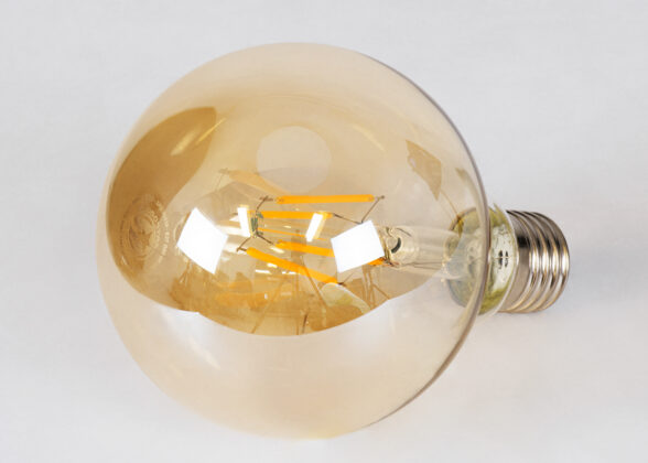 LED Long Filament Bulb E27 G95 Globe 4W 350lm 360° AC 220-240V IP20 D9.5 x H13.5cm Ultra Θερμό Λευκό 2200K με Μελί Γυαλί - Dimmable - 3 Years Warranty