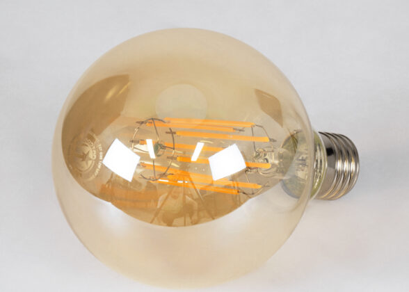 LED Long Filament Bulb E27 G95 Globe 12W 1080lm 360° AC 220-240V IP20 D9.5 x H13.5cm Ultra Θερμό Λευκό 2200K με Μελί Γυαλί - Dimmable - 3 Years Warranty