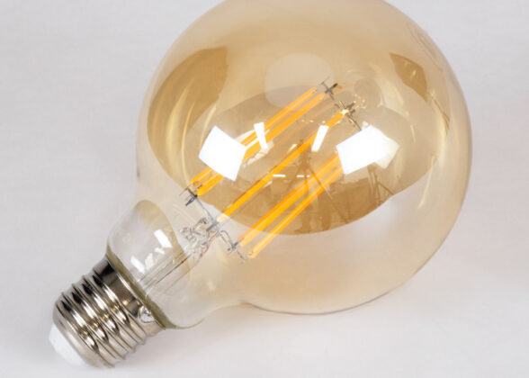 LED Long Filament Bulb E27 G95 Globe 12W 1080lm 360° AC 220-240V IP20 D9.5 x H13.5cm Ultra Θερμό Λευκό 2200K με Μελί Γυαλί - Dimmable - 3 Years Warranty