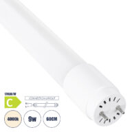 Λάμπα LED Τύπου Φθορίου Θερμοπλαστική T8 G13 60cm 9W 1530lm 300° AC 220-240V IP20 Φ2.6 x Μ60cm – Φυσικό Λευκό 4000K – Pro Series 170lm/W – C Ενεργειακή Κλάση – 3 Χρόνια Εγγύηση