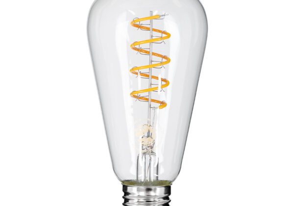 Λάμπα LED Soft S Spiral Filament E27 ST64 Αχλάδι 4W 300lm 360° AC 220-240V IP20 Φ6.4 x Υ14cm Θερμό Λευκό 2700K με Διάφανο Γυαλί - Dimmable - 3 Years Warranty