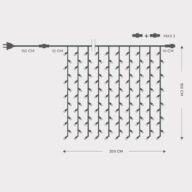 ΚΟΥΡΤΙΝΑ, 200 LED 5mm, 230V, ΕΠΕΚΤΑΣΗ ΩΣ 5, ΠΡΟΕΚΤΑΣΗ ΠΑΡΟΧΗΣ 150cm, ΠΡΑΣΙΝΟ ΚΑΛΩΔΙΟ, ΚΑΟΥΤΣΟΥΚ, ΘΕΡΜΟ ΛΕΥΚΟ LED, 200x100cm, ΙΡ65