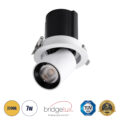 Χωνευτό LED Spot Downlight TrimLess Φ9cm 7W 875lm 36° AC 220-240V IP20 Φ9cm x Υ9cm - Στρόγγυλο - Λευκό με Μαύρο Κάτοπτρο - Θερμό Λευκό 2700K - Bridgelux COB - 5 Years Warranty