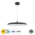 Κρεμαστή Πλαφονιέρα Οροφής LED CCT 24W 2880lm 120° AC 220-240V - Εναλλαγή Φωτισμού μέσω Διακόπτη On/Off All In One Ψυχρό 6000k+Φυσικό 4500k+Θερμό 2700k Φ40 x Υ10cm - Μαύρο - 3 Years Warranty