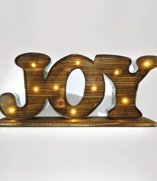 ΕΠΙΓΡΑΦΗ ΞΥΛΙΝΗ, "JOY", ΦΩΤΙΖΟΜΕΝΗ, 50x9x23cm