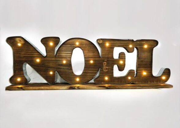 ΕΠΙΓΡΑΦΗ ΞΥΛΙΝΗ, "NOEL", ΦΩΤΙΖΟΜΕΝΗ, 71x10x22cm