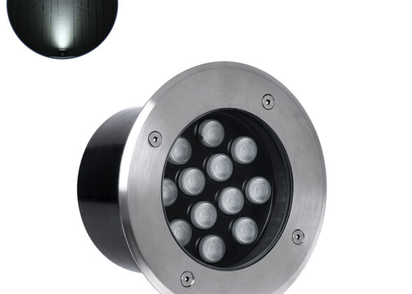 Χωνευτό Φωτιστικό Σποτ Δαπέδου LED 12W 1380lm 30° DC 24V Αδιάβροχο IP65 Φ16 x Υ9cm Φυσικό Λευκό 4500K - Ανοξείδωτο Ατσάλι - 3 Years Warranty