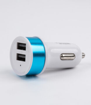 Μπλε Φορτιστής Αυτοκινήτου DC 12-24V με 2 Εξόδους USB DC 5V 1.0Α & 2.1A