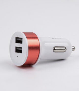 Ροζ Φορτιστής Αυτοκινήτου DC 12-24V με 2 Εξόδους USB DC 5V 1.0Α & 2.1A