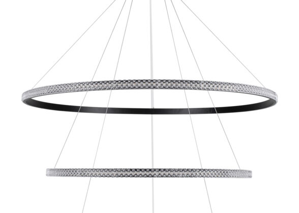 Κρεμαστό Φωτιστικό Δαχτυλίδι-Κύκλος LED CCT 150W 18379lm 360° AC 220-240V - Εναλλαγή Φωτισμού μέσω Τηλεχειριστηρίου All In One Ψυχρό 6000k+Φυσικό 4500k+Θερμό 2700k Dimmable Φ60+80+100cm - Μαύρο - 3 Years Warranty