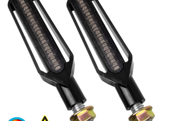 ΣΕΤ 2 x Φλάς Μοτοσυκλέτας Universal Knife LED SMD 5050 5W DC 12V 2 Λειτουργιών Κόκκινο για Πορείας-Stop & με Τρεχούμενο Εφέ Φωτισμού Πορτοκαλί για Φλας Αδιάβροχα IP65