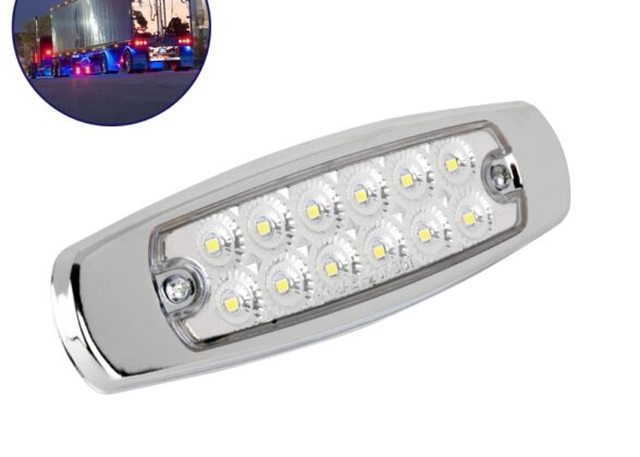 Πλευρικά Φώτα Όγκου Φορτηγών LED 14 SMD DC 24V Αλουμινίου Νίκελ Αδιάβροχο IP65 Ψυχρό Λευκό 6000K