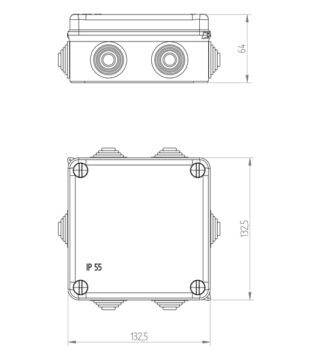 ΜΠΟΥΑΤ ΕΞΩΤΕΡΙΚΟ 133X133X64 ΜΕ ΠΛΑΣΤΙΚΗ ΒΙΔΑ IP55 ΓΚΡΙ