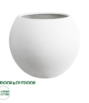 GloboStar® Artificial Garden MURANO 20766 Επιδαπέδιο Πολυεστερικό Τσιμεντένιο Κασπώ Γλάστρα – Flower Pot Λευκό Φ90 x Υ70cm