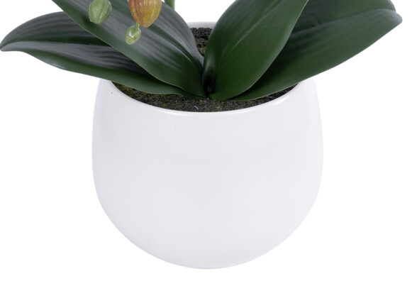 GloboStar® Artificial Garden WHITE ORCHID 21117 Διακοσμητικό Φυτό Λευκή Ορχιδέα Υ45cm