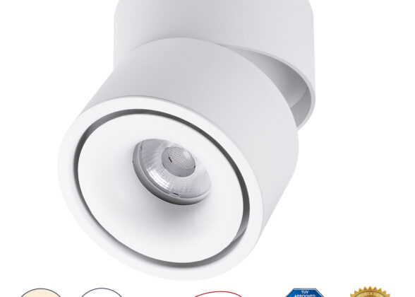 Επιφανειακό LED Spot Downlight Φ10cm 12W 1560lm 36° AC 220-240V IP20 Φ10 x Υ10.5cm - Στρόγγυλο - Λευκό - Φυσικό Λευκό 4500K - Bridgelux COB - 5 Years Warranty