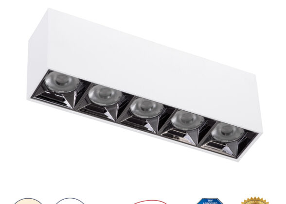 Επιφανειακό LED Spot Downlight TrimLess 20W 2800lm 36° AC 220-240V IP20 Μ19.5 x Π4.2 x Υ6.6cm - Λευκό με Κάτοπτρο Χρωμίου - Φυσικό Λευκό 4500K - Bridgelux High Lumen Chip Gen2 - TÜV Certified Driver - 5 Years Warranty