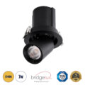 Χωνευτό LED Spot Downlight TrimLess Φ9cm 7W 875lm 36° AC 220-240V IP20 Φ9cm x Υ9cm - Στρόγγυλο - Μαύρο - Θερμό Λευκό 2700K - Bridgelux COB - 5 Years Warranty