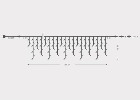 ΒΡΟΧΗ, 144 LED 5mm, 230V, ΕΠΕΚΤΑΣΗ ΕΩΣ 8, ΠΡΟΕΚΤΑΣΗ ΠΑΡΟΧΗΣ 150cm, ΠΡΑΣΙΝΟ ΚΑΛΩΔΙΟ, ΚΑΟΥΤΣΟΥΚ, ΛΕΥΚΟ LED, 300cmx60cm, ΙΡ65