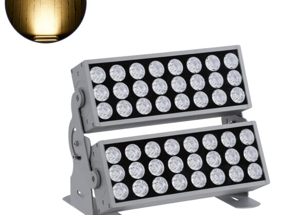 Προβολέας Wall Washer για Φωτισμό Κτιρίων LED 120W 10800lm 3° DC 24V Αδιάβροχο IP65 L38 x W30.5 x H24cm Θερμό Λευκό 2700K - Ασημί - 3 Years Warranty