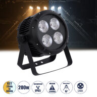 Επαγγελματική Κεφαλή PAR DMX512 200W AC 220V-240V – SPOT – 15° OSRAM LED Αδιάβροχη IP65 – CCT Θερμό Λευκό 2700K – Φυσικό Λευκό 4500K – Ψυχρό Λευκό 6000K – Μαύρο – L23.2 x W22 x H33cm