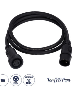 Καλώδιο 3PIN DMX512 1 Μέτρο από Female XLR σε Male XLR Τερματισμένο Αδιάβροχο IP65 Μ100cm – Μαύρο