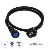 Καλώδιο Ρεύματος 3PIN DMX512 1 Μέτρο από Female XLR σε Male Πρίζα Schuko Τερματισμένο Αδιάβροχο IP65 Μ100cm – Μαύρο