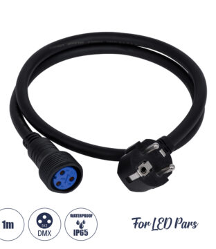 Καλώδιο Ρεύματος 3PIN DMX512 1 Μέτρο από Female XLR σε Male Πρίζα Schuko Τερματισμένο Αδιάβροχο IP65 Μ100cm – Μαύρο