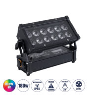 Επαγγελματική Κεφαλή PAR DMX512 180W AC 220V-240V 6in1 – SPOT 25° OSRAM LED Αδιάβροχη IP65 RGBW+UV – Μαύρο – Μ30 x Π14 x Υ19cm – 2 Χρόνια Εγγύηση