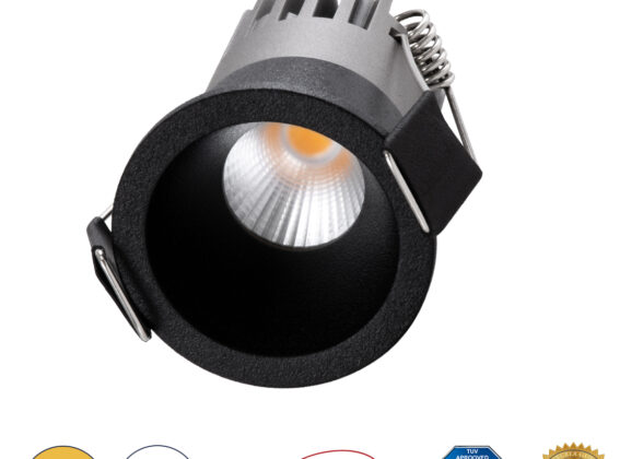 Χωνευτό LED Spot Downlight TrimLess Φ4cm 5W 625lm 38° AC 220-240V IP20 Φ4 x Υ5.9cm - Στρόγγυλο - Μαύρο - Θερμό Λευκό 2700K - Bridgelux COB - 5 Years Warranty