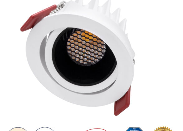 Χωνευτό LED Spot Downlight TrimLess Φ8.5cm 10W 1300lm 38° AC 220-240V IP20 Φ8.5 x Υ6.6cm - Στρόγγυλο - Κινούμενο - Λευκό με Μαύρο Κάτοπτρο & Anti-Glare HoneyComb - Φυσικό Λευκό 4500K - Bridgelux COB - 5 Years Warranty