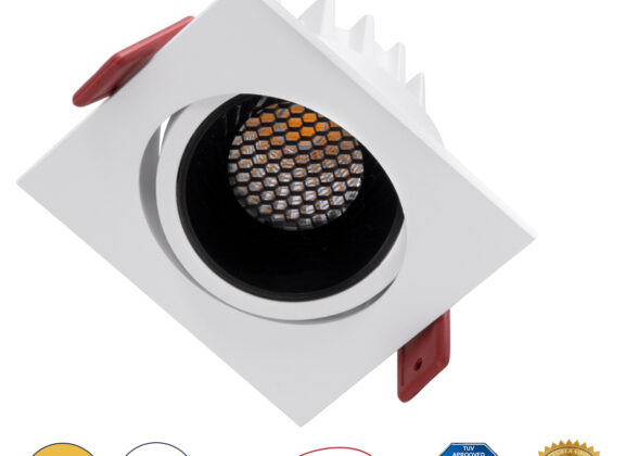 Χωνευτό LED Spot Downlight TrimLess Μ8.5xΠ8.5cm 10W 1250lm 38° AC 220-240V IP20 Μ8.5 x Π8.5 x Υ6.6cm - Τετράγωνο - Κινούμενο - Λευκό με Μαύρο Κάτοπτρο & Anti-Glare HoneyComb - Θερμό Λευκό 2700K - Bridgelux COB - 5 Years Warranty