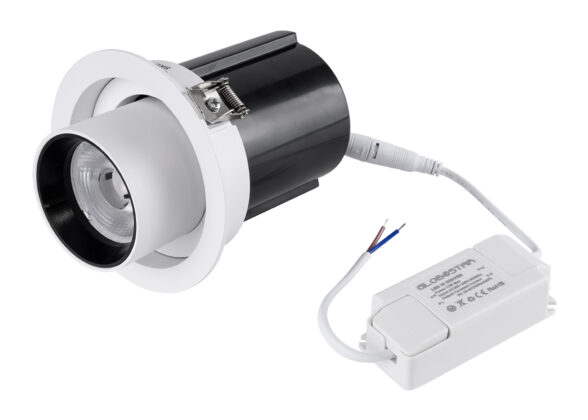 Χωνευτό LED Spot Downlight TrimLess Φ11cm 12W 1500lm 36° AC 220-240V IP20 Φ11cm x Υ11.5cm - Στρόγγυλο - Λευκό με Μαύρο Κάτοπτρο - Θερμό Λευκό 2700K - Bridgelux COB - 5 Years Warranty