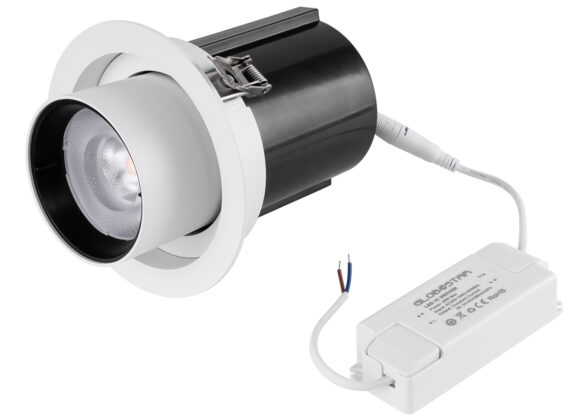 Χωνευτό LED Spot Downlight TrimLess Φ13.5cm 20W 2600lm 36° AC 220-240V IP20 Φ13.5cm x Υ14cm - Στρόγγυλο - Λευκό με Μαύρο Κάτοπτρο - Φυσικό Λευκό 4500K - Bridgelux COB - 5 Years Warranty