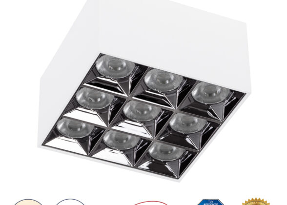 Επιφανειακό LED Spot Downlight TrimLess 30W 4200lm 36° AC 220-240V IP20 Μ12 x Π12 x Υ6.6cm - Λευκό με Κάτοπτρο Χρωμίου - Φυσικό Λευκό 4500K - Bridgelux High Lumen Chip Gen2 - TÜV Certified Driver - 5 Years Warranty