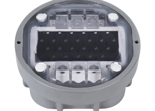 LED Strobe Αυτόνομος Ηλιακός Χωνευτός Ανακλαστήρας Οδοστρώματος με Ενσωματωμένο Φωτοβολταϊκό Panel 2.5V 220mA & Επαναφορτιζόμενη Μπαταρία Ni-MH 1.2V 1200mAh - Αδιάβροχο IP68 - Ψυχρό Λευκό 6000K - Max Pass Load 20 Τόνοι - Φ12.5 x Υ7.7cm - 3 Years Warranty