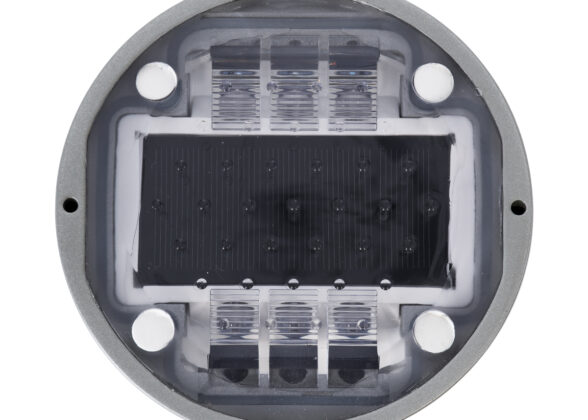 LED Strobe Αυτόνομος Ηλιακός Χωνευτός Ανακλαστήρας Οδοστρώματος με Ενσωματωμένο Φωτοβολταϊκό Panel 2.5V 220mA & Επαναφορτιζόμενη Μπαταρία Ni-MH 1.2V 1200mAh - Αδιάβροχο IP68 - Ψυχρό Λευκό 6000K - Max Pass Load 20 Τόνοι - Φ12.5 x Υ7.7cm - 3 Years Warranty