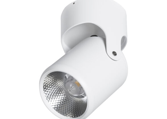 Επιφανειακό Κινούμενο Spot Downlight LED 10W 1300lm 24° AC 220-240V IP20 Φ9cm x Υ16cm - Στρόγγυλο - Λευκό - Φυσικό Λευκό 4500K - Bridgelux COB - TÜV Certified Driver - 5 Χρόνια Εγγύηση