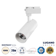 Μονοφασικό Φωτιστικό Σποτ Ράγας LED 20W 2500lm 36° Acrylic HQ LENS AC 220-240V IP20 Φ6.5 x Υ22cm Φυσικό Λευκό 4500K – EUROTRACK® System 1L+1N – Λευκό – Bridgelux Chip – TÜV Certified Driver – 5 Χρόνια Εγγύηση