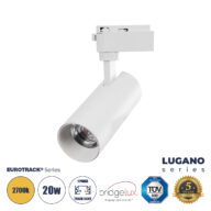 Μονοφασικό Φωτιστικό Σποτ Ράγας LED 20W 2400lm 36° Acrylic HQ LENS AC 220-240V IP20 Φ6.5 x Υ22cm Θερμό Λευκό 2700K – EUROTRACK® System 1L+1N – Λευκό – Bridgelux Chip – TÜV Certified Driver – 5 Χρόνια Εγγύηση