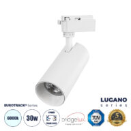 Μονοφασικό Φωτιστικό Σποτ Ράγας LED 30W 3900lm 36° Acrylic HQ LENS AC 220-240V IP20 Φ7.5 x Υ22.7cm Ψυχρό Λευκό 6000K – EUROTRACK® System 1L+1N – Λευκό – Bridgelux Chip – TÜV Certified Driver – 5 Χρόνια Εγγύηση