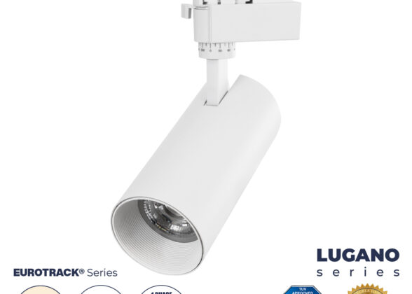 Μονοφασικό Φωτιστικό Σποτ Ράγας LED 30W 3750lm 36° Acrylic HQ LENS AC 220-240V IP20 Φ7.5 x Υ22.7cm Φυσικό Λευκό 4500K - EUROTRACK® System 1L+1N - Λευκό - Bridgelux Chip - TÜV Certified Driver - 5 Χρόνια Εγγύηση