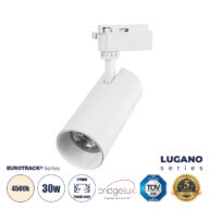 Μονοφασικό Φωτιστικό Σποτ Ράγας LED 30W 3750lm 36° Acrylic HQ LENS AC 220-240V IP20 Φ7.5 x Υ22.7cm Φυσικό Λευκό 4500K – EUROTRACK® System 1L+1N – Λευκό – Bridgelux Chip – TÜV Certified Driver – 5 Χρόνια Εγγύηση