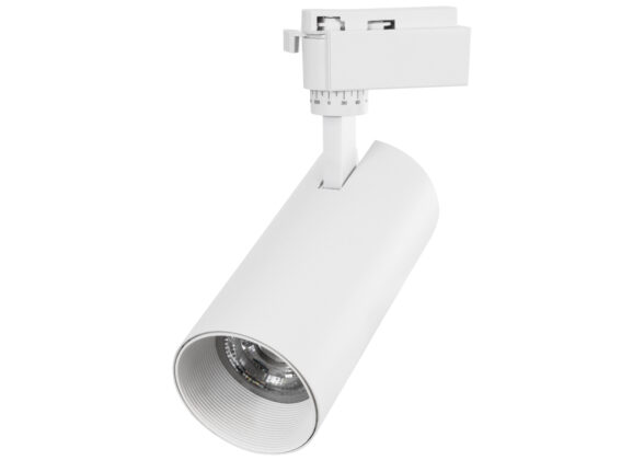 Μονοφασικό Φωτιστικό Σποτ Ράγας LED 30W 3750lm 36° Acrylic HQ LENS AC 220-240V IP20 Φ7.5 x Υ22.7cm Φυσικό Λευκό 4500K - EUROTRACK® System 1L+1N - Λευκό - Bridgelux Chip - TÜV Certified Driver - 5 Χρόνια Εγγύηση