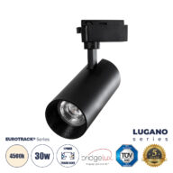 Μονοφασικό Φωτιστικό Σποτ Ράγας LED 30W 3750lm 36° Acrylic HQ LENS AC 220-240V IP20 Φ7.5 x Υ22.7cm Φυσικό Λευκό 4500K – EUROTRACK® System 1L+1N – Μαύρο – Bridgelux Chip – TÜV Certified Driver – 5 Χρόνια Εγγύηση