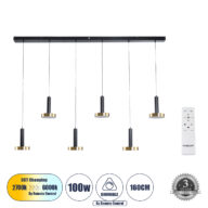 Κρεμαστό Φωτιστικό Design LED CCT 100W 11200lm 120° AC 220-240V IP20 – Εναλλαγή Φωτισμού μέσω Τηλεχειριστηρίου All In One Ψυχρό 6000k+Φυσικό 4500k+Θερμό 2700k Dimmable – Μ160 x Π15 x Υ20cm – Μαύρο & Χρυσό – 3 Χρόνια Εγγύηση