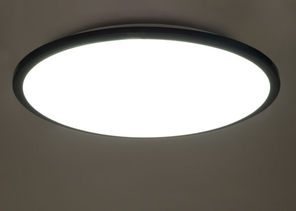 Πλαφονιέρα Οροφής LED 36W 3960lm 120° AC 220-240V Αδιάβροχη IP54 Φ48 x Υ6.5cm Φυσικό Λευκό 4500K - Μαύρο - Bridgelux Chips - 3 Years Warranty